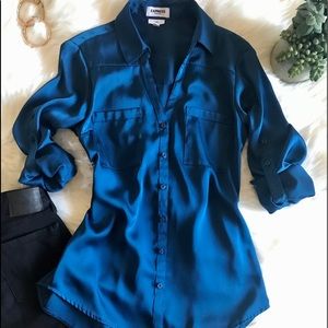 Express Slim Fit Satin Portofino Shirt